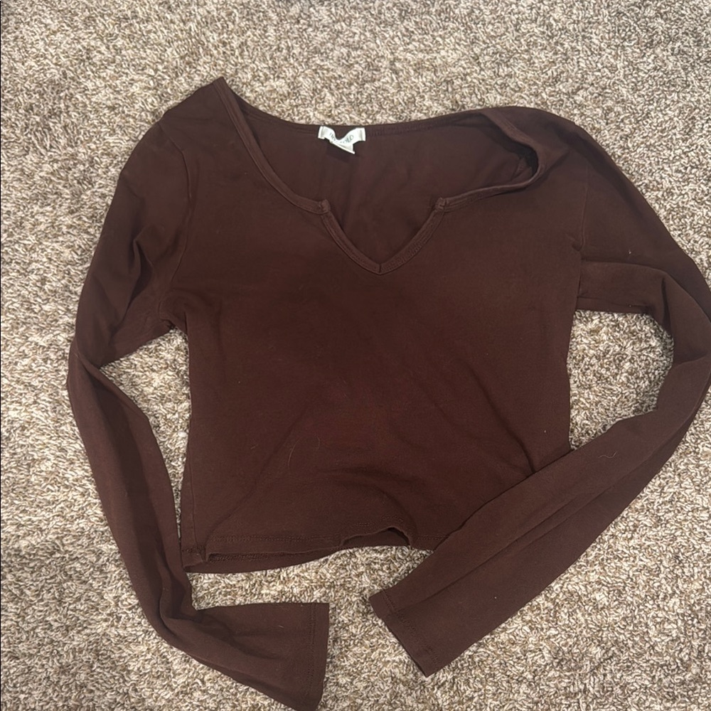 Brown Long Sleeve Women's Top